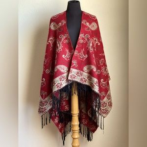 Reversible Red Shawl/Poncho